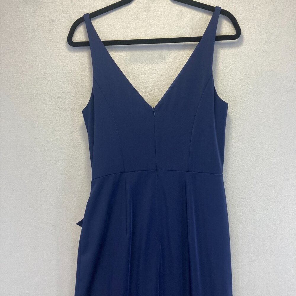 JVN by Jovani Sleeveless Ruffle Gown Dress Size 12 Navy Blue Prom Formal Wedding - Picture 11 of 13